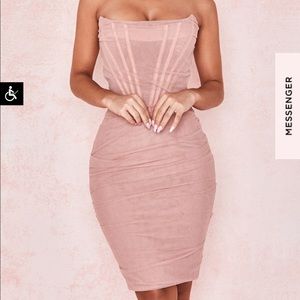 House of Cb Blush Mesh Strapless Dress
